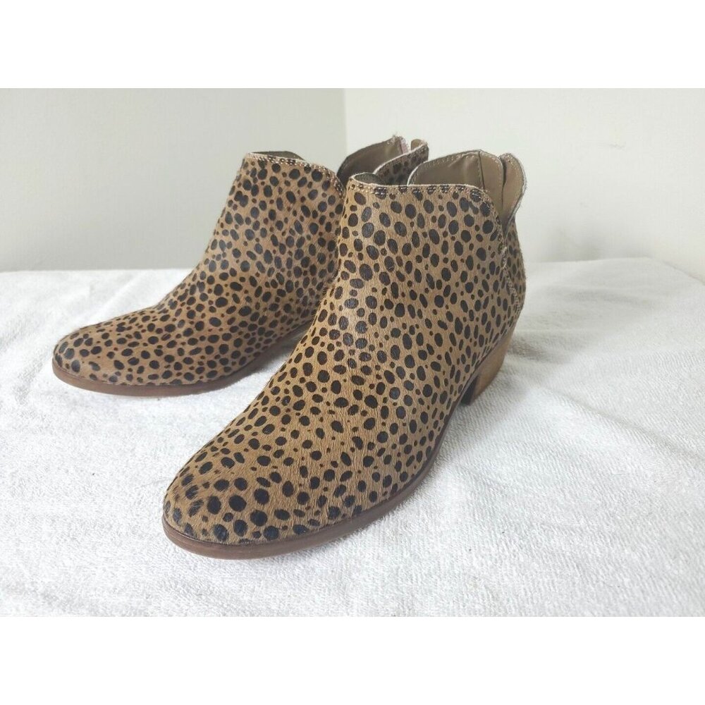 Michael Shannon Leather Upper Ankle Boots Zip -Up Women's Size‎ 9 Leopard Print